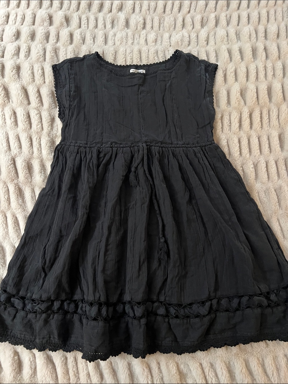 Robin Piccone Black Sleeveless Gauze Swim Coverup with Tassel Tie